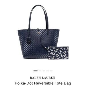 Ralph Lauren Polka Dot Reversible Tote Bag
